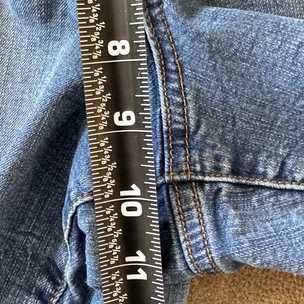 Patch Distressed Cropped Jeans Torrid Size 18 Raw Hem Stretch Denim Blue